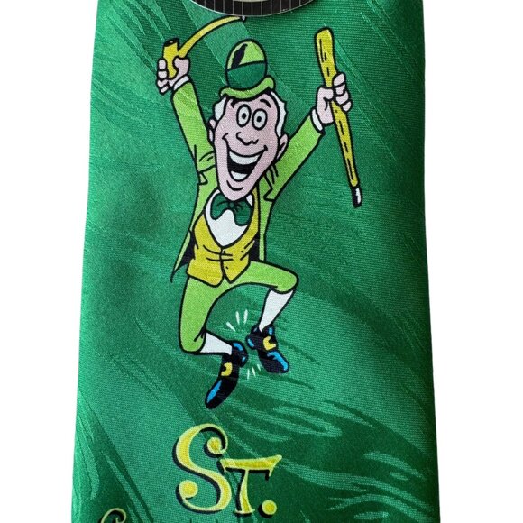 Keith Daniels Neck Tie Leprechaun St Pats Irish Milano Green Stripe Handmade - Picture 5 of 14